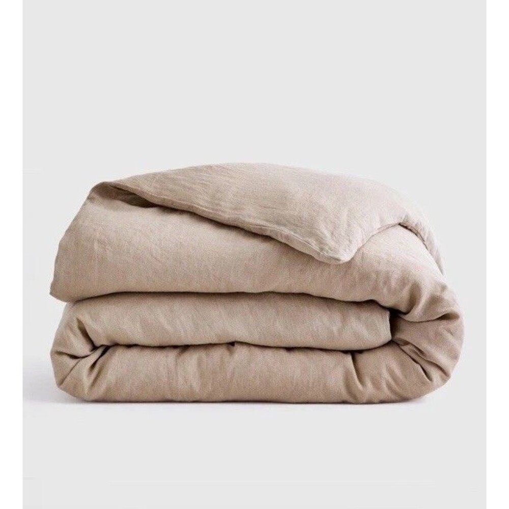 QUINCE European Linen King/Cal King Duvet Cover- Toffee